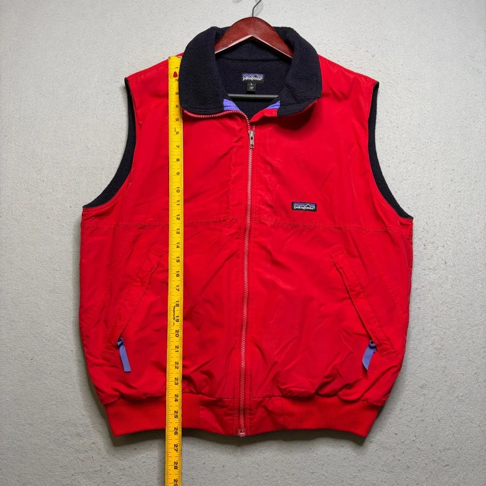 Patagonia Shelled Synchilla Vest Mens L Red 28501 Vintage 90s Fleece Lined USA